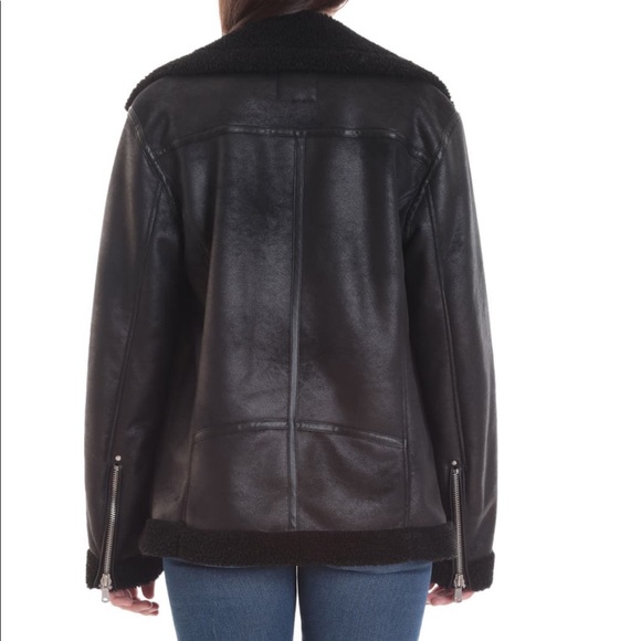 Avec Les Filles Faux Shearling Biker Jacket - Picture 3 of 6